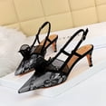 thumbnail image 4 of Zapatos de tacón alto para mujer, de moda, para banquetes, bodas, para mujer, con boca poco profunda, puntiagudos, para novias, sandalias con tiras de encaje de malla, 4 of 5