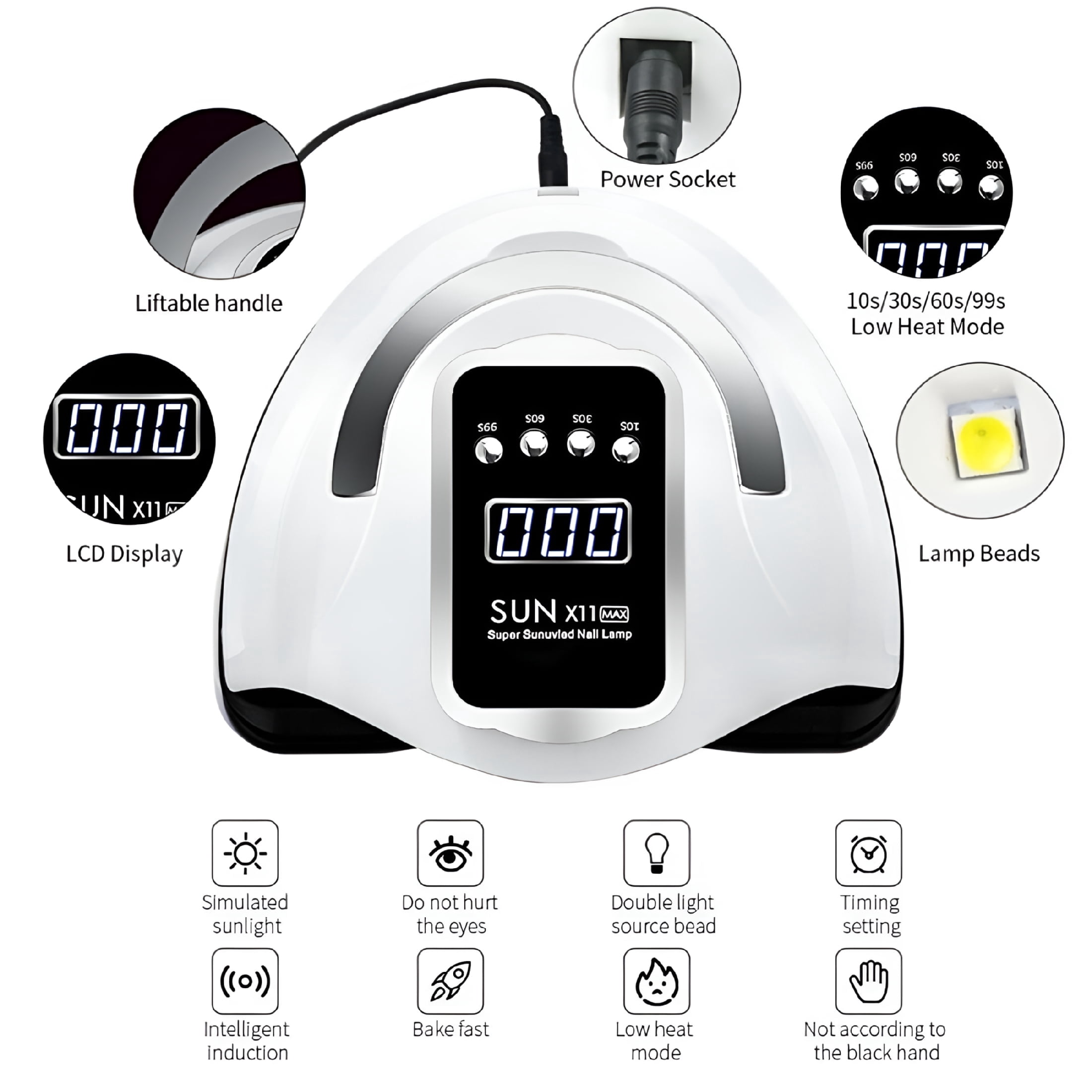 HIBIBUD 2026 New Uv Nail Lamp Uv Light for Gel Nails 280W Nail Curing Lamps Automatic Sensor Nail Dryer Light with 4 Timer Setting, White, 66 Led Light