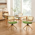thumbnail image 7 of Art Leon Mid Century Desk Chair No Wheel,Faux Leather Rattan Back Accent Chair with Beech Wood Legs,Green, 7 of 7