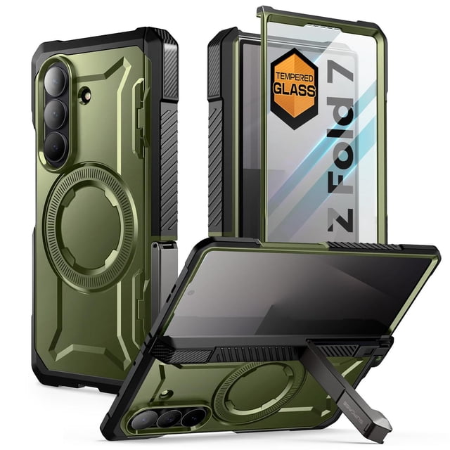 Funda Magnética SUPCASE Verde Protección Militar Samsung Galaxy Z Fold 7 con UBGrip y Vidrio Templad
