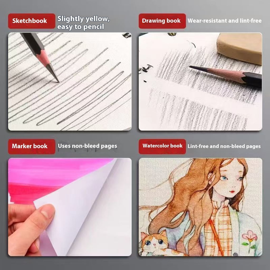 16K/A4/8K Professional Sketch Pad 60 Sheets Removable Kraft Cover Art Notebook