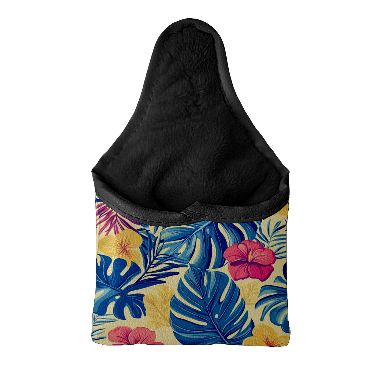 Golf Mallet Putter Cover Premium Leather Waterproof Golf Putter Head Cover with Magnetic Closure Tropical Leaves And Flowers