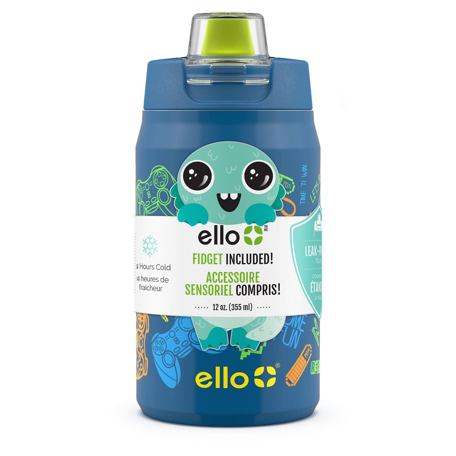 Ello Milo Stainless Steel Water Bottle with Fidget Charm