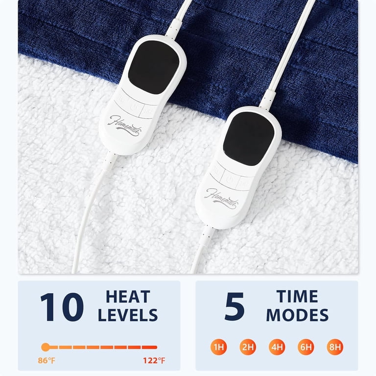 Heated Electric Blanket Throw - Queen Size 84x90", 6 Heat Settings, 1-10 Hour Auto Shut Off, Soft Flannel, Beige