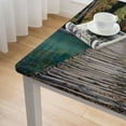 thumbnail image 4 of HAOXIT  Landscape Tablecloth, Old Wood Bridge Over River Belaya Berel and Evergreen Forest Eastern Kazakhstan, Rectangular Table Cover for Dining Room Kitchen Decor 44''x44'', 4 of 7