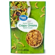 Great Value Garlic Pepper Crispy Onions Salad Topping, 3.5 oz Resealable Bag