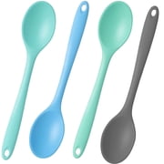 4 Pieces Small Silicone Nonstick Mixing Spoons, High Heat Resistant,Cooking Baking Spoons Set, Cooking Spoon