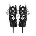 thumbnail image 5 of Black Caged Lace-Up High Heel Womens Booties Size 10, 5 of 8