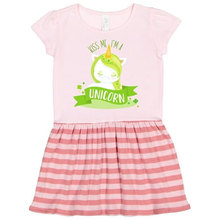 

Inktastic Kiss Me I m A Unicorn Saint Patrick s Day Unicorn Gift Toddler Girl Dress
