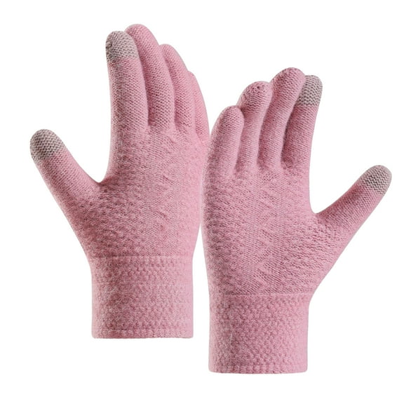 1 Pair Women Men Autumn Winter Knitting Gloves Solid Color Thickened Ribbed Cuffs Ridding Gloves Windproof Gloves