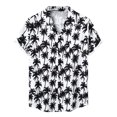 thumbnail image 1 of Camisas Hombre Manga Larga Camisa casual con estampado de hombres Blusa de camisa con cuello vuelto de manga corta (White, 3XL), 1 of 7
