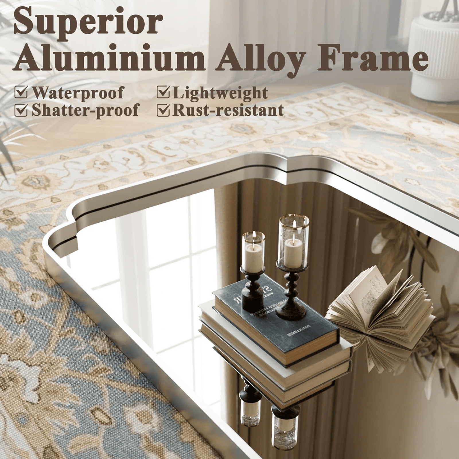 GRAHMCY 64"x21" Arched Full Length Foor Mirror Wall-Mounted Mirror with Deep Frame,, Silver