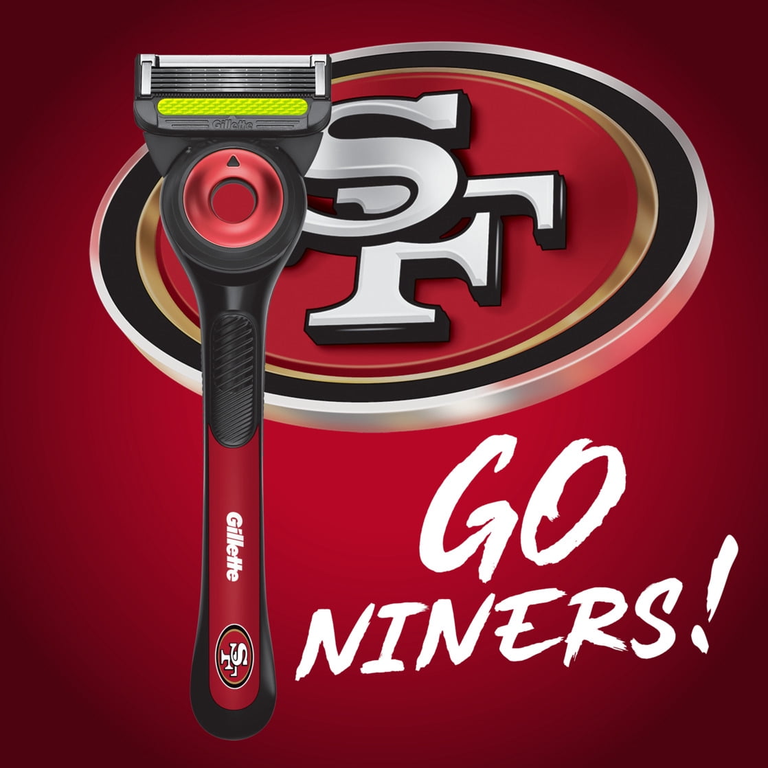 Gillette Labs Official 49ers Licensed Razor for Men, 1 Handle, 4 Blade Refills, with Magnetic Stand, Perfect for Game Day Grooming, Gillette Labs with Exfoliating Bar