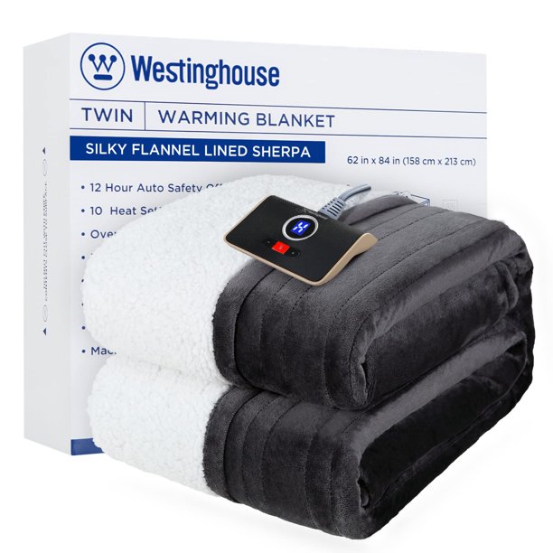Westinghouse Heated Blanket, Electric Throw Blanket with 10 Heating