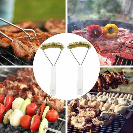 

kiskick 2Pcs BBQ Grill Brush Barbecue Cleaner - Stainless Steel Wire Cleaning Scraper Tool for Grilling