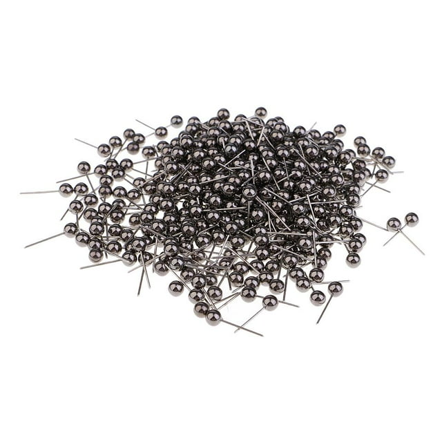 KLKCMS 400 Piece Color Beads Head Push Pins Office Drawing Pins Black gold