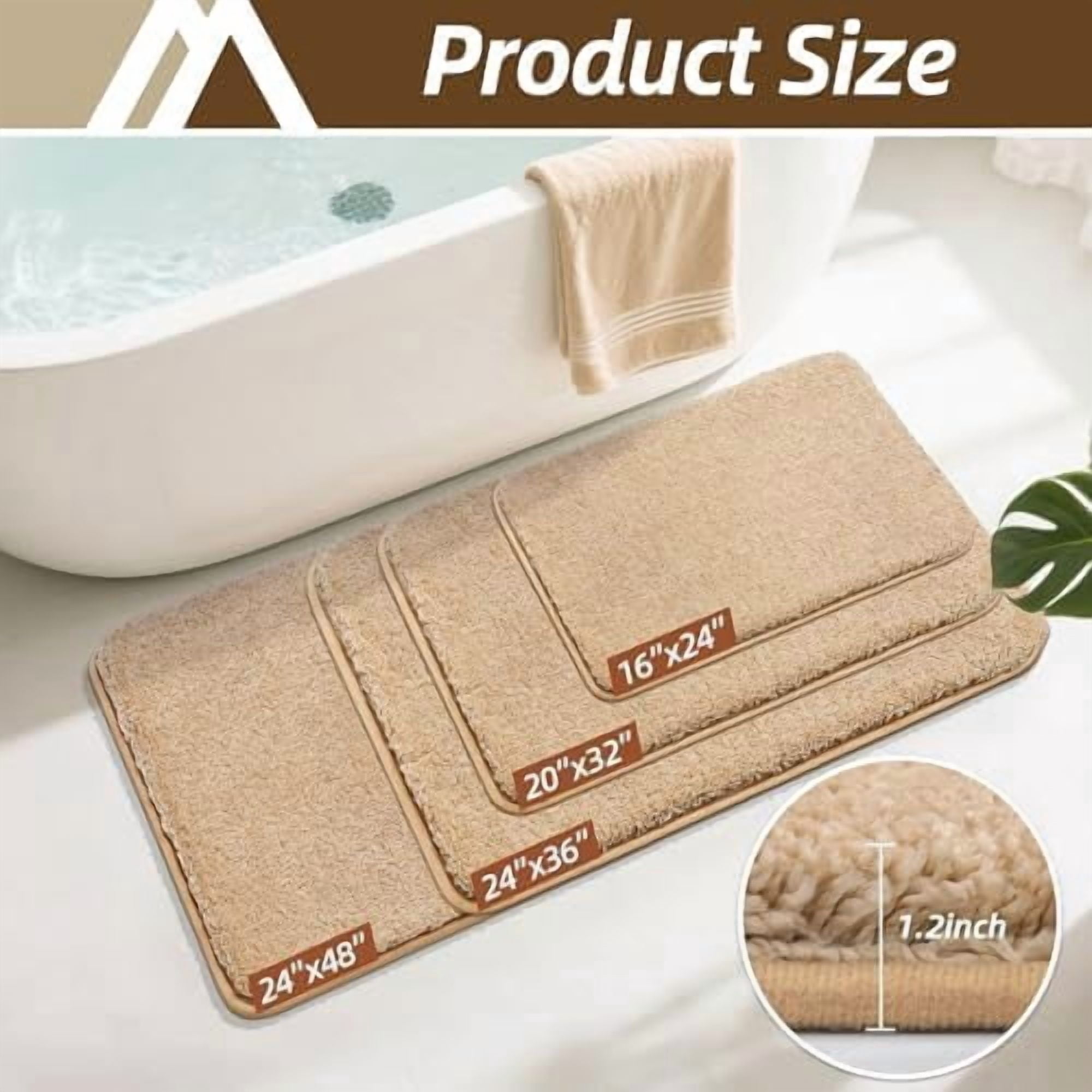 Bath Rugs for Bathroom Extra Thick - Anti-Slip Bath Mats Soft Plush Yarn Shaggy 100% Strong Mirco Polyeste Mat Living Room Bedroom Mat Floor Water Absorbent(Beige,20x32 - Inches)