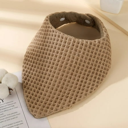 Cotton Waffle Baby Bibs Solid Color Soft Muslin Newborn Burp Cloth Bandana Kids Feeding Drooling Bib Triangle Saliva Towel 28x29cm dark khaki