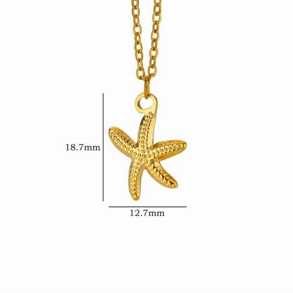 NICKSUN 18K Gold Plated Shell Starfish Pendant Necklace Stainless Steel Conch & Pearl Chain Choker for Women Ocean Jewelry