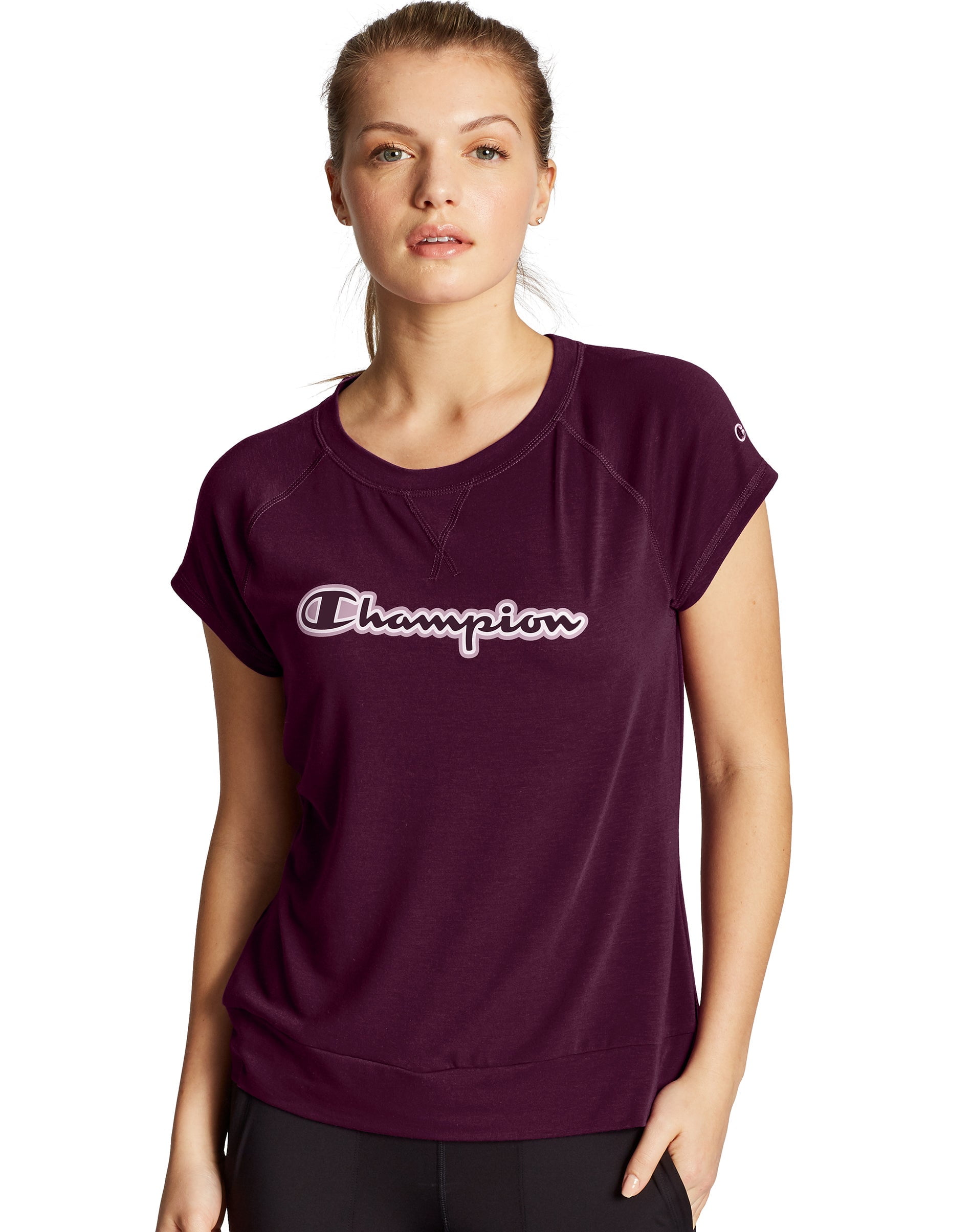 Champion Champion Women's Athletics Tee, Script Logo Purple