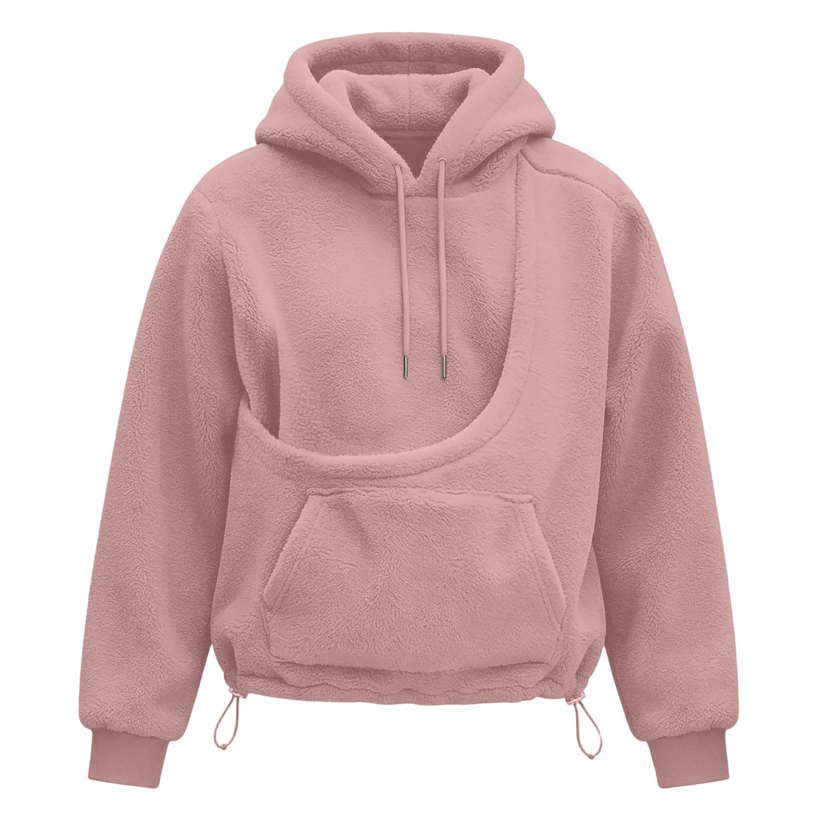TGPMGRZ Pet Pouch Women s Fuzzy Sherpa Hoodie Cat Dog Carrier Pullover Lined Sweatshirt