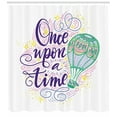 thumbnail image 3 of Once Upon a Time Shower Curtain, Retro Hot Air Balloon Hovering in Hand Drawn Clouds Sky Vintage Pattern, Fabric Bathroom Set with Hooks, 69W X 84L Inches Extra Long, Multicolor, by Ambesonne, 3 of 3