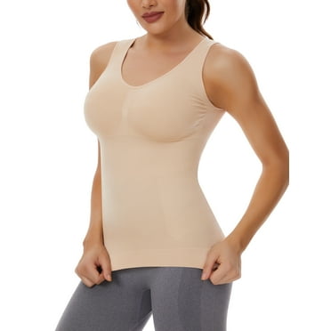 COMFREE Shapewear Camisoles with Built in Bra Tummy Control Compression Tank Tops for Women Body Shaper Padded Tanks