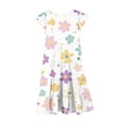 thumbnail image 3 of Vestido de Verano de Manga Corta para Niñas Estampado de Flores Cuello Redondo, Vestido de Manga Corta para Niños con Bolsillos Fiesta Diaria Casual, 3 of 5