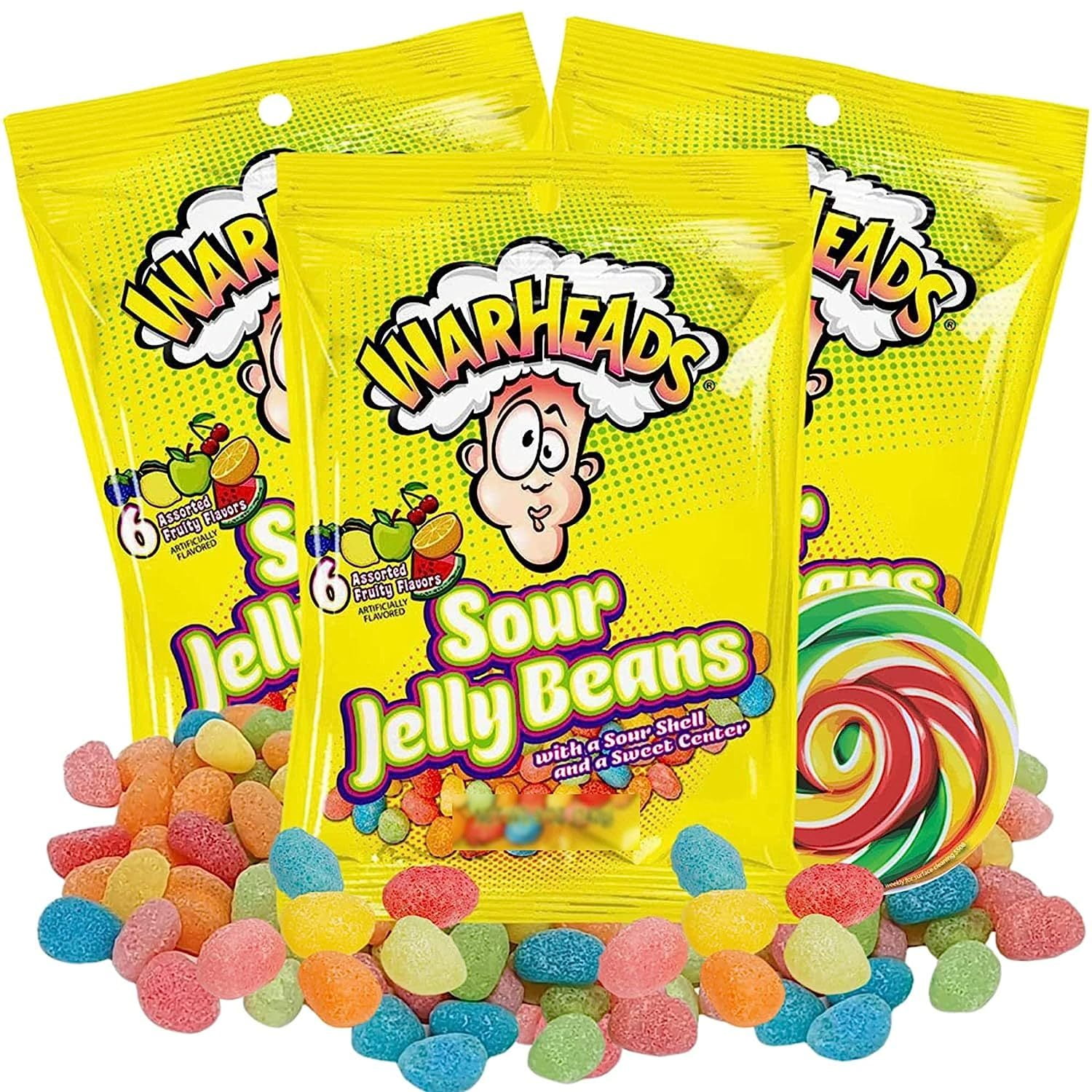 Warheads Sour Jelly Beans Candy, Fruit Flavored Extreme , Shareable Individually Bagged Candies