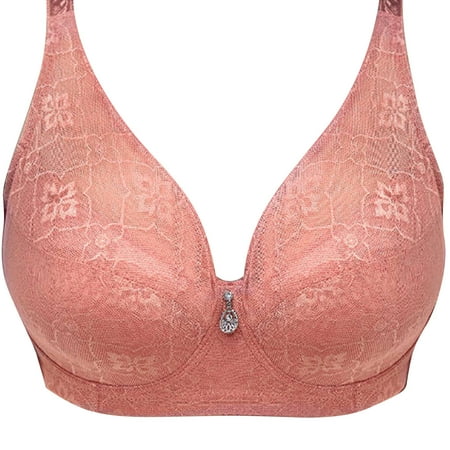 Bigersell Push up Padded Bra in Clearance New Slim and Oversized Lingerie Large Cup Bra Lace Bra Comfortable and Breathable Bra Everyday Bras Lifting Bra Style F-817 Pinks XL