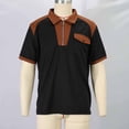 thumbnail image 6 of Ohufall Men's Tee Turndown Collar Zipper Pocket Color Block Tees Breathable Comfort Fashion Casual T Shirts, 6 of 7