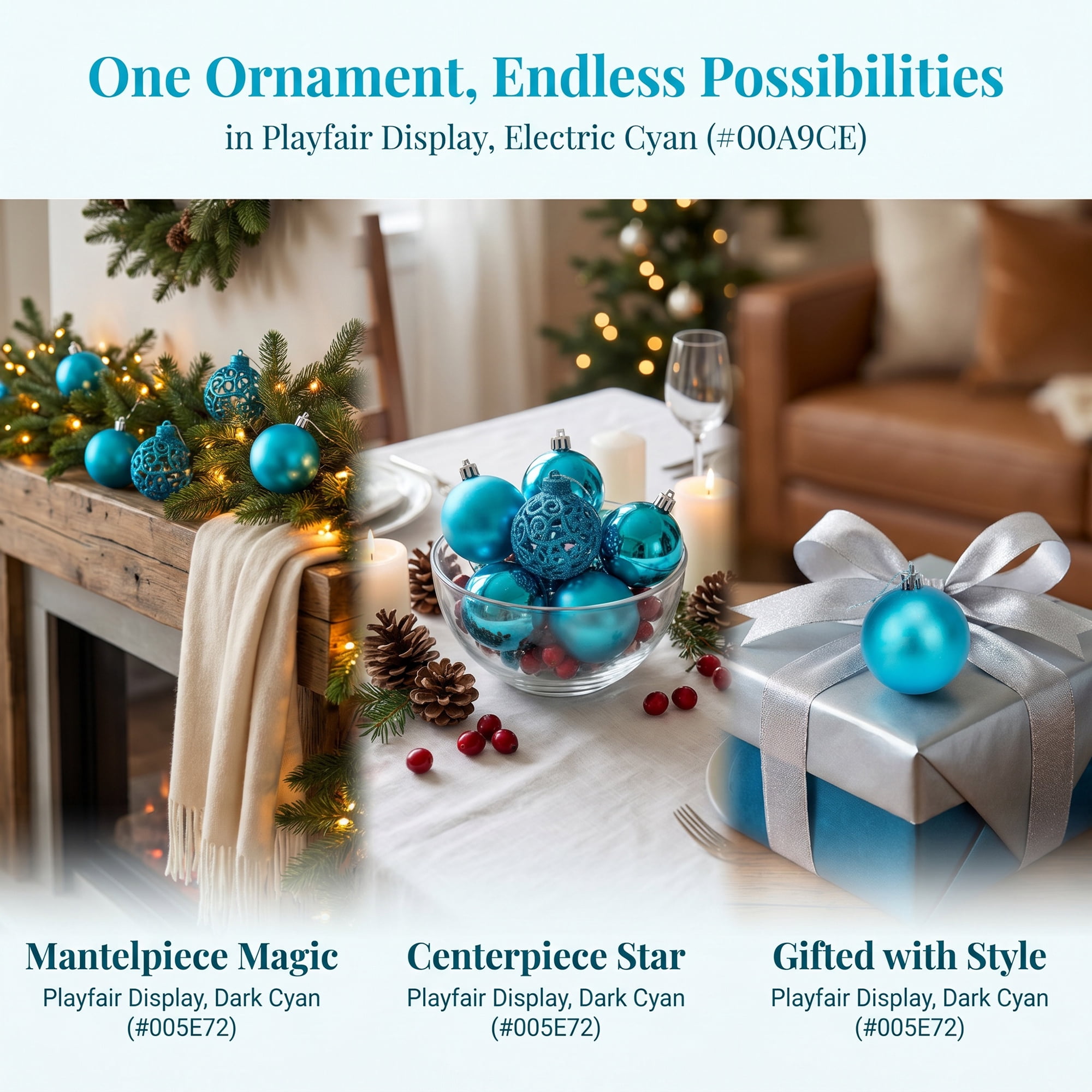 Unique Bargains 6 Pack Electroplated Sphere Orbs Christmas Tree Ornaments Light Blue 2.4"