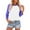 Purple, variant on JIUIKE Tops for Women Round Neck 3/4 Sleeve T Shirts Color Block Summer Tunic Top Loose Fitted Plain Tees