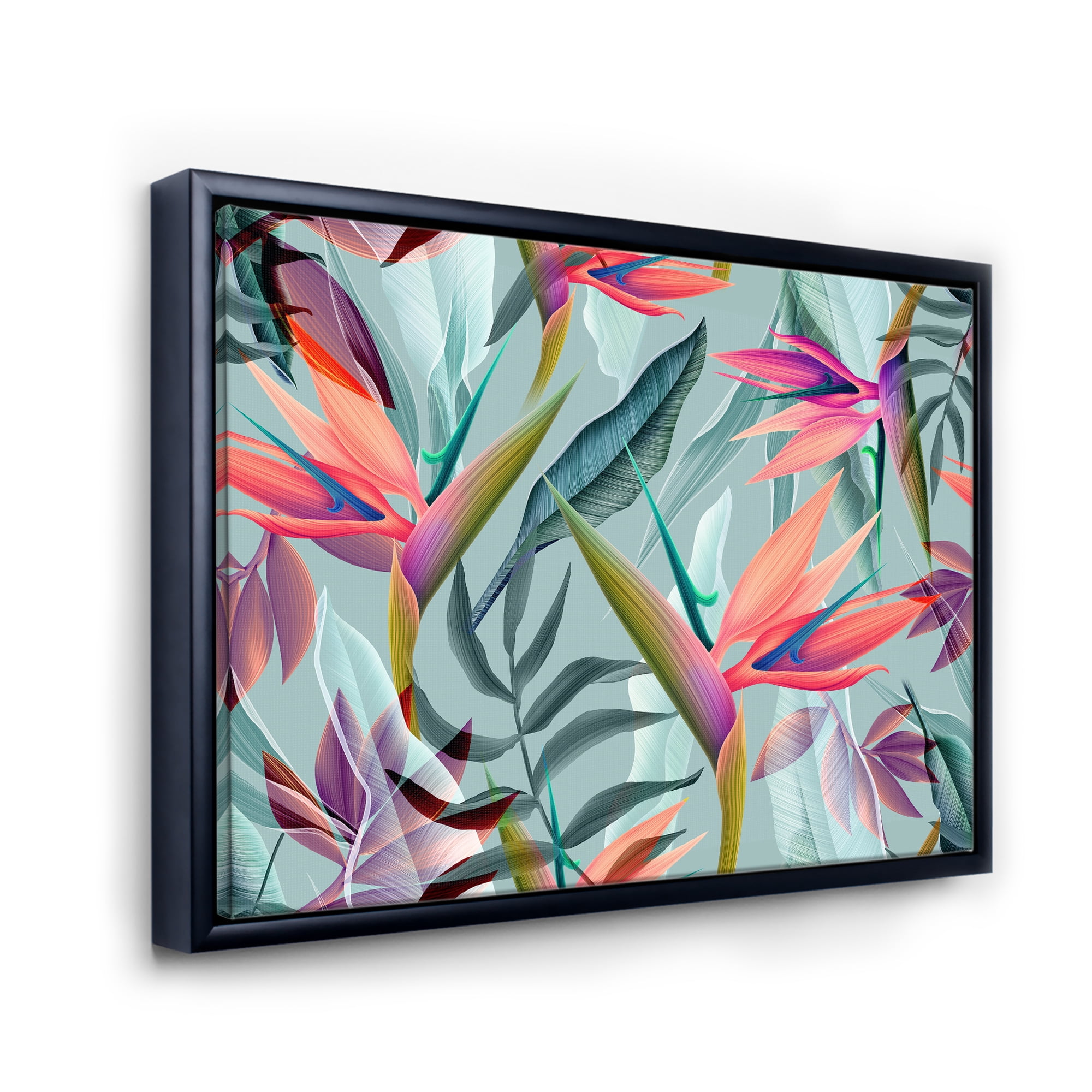 Designart 'VIntage Tropical Flowers V' Traditional Framed Canvas Wall Art Print