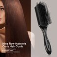 thumbnail image 4 of Cepillo de pelo rizado ANGGREK peine de peluquería negro 9 hileras, 4 of 8