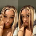thumbnail image 6 of 180 Density Highlight Short Bob Human Hair Wig 4×4 Lace Frontal Wig for Black Women Pre Plucked Indian Hair Straight Wig, 6 of 7