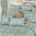 thumbnail image 3 of Coastal Seabreeze Shell Stripe Bedding, Washable, Aqua, 10-Pc Oversized Full Bedspread Set, 3 of 5