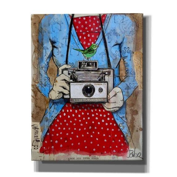 Epic Graffiti 'Blue Flamingo' by Loui Jover, Canvas Wall Art, 26"x34'