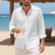 thumbnail image 1 of Seeotter Button Down Linen Shirts for Men Casual Long Sleeve Regular Fit Cotton Beach Shirts with Pocket, 1 of 7