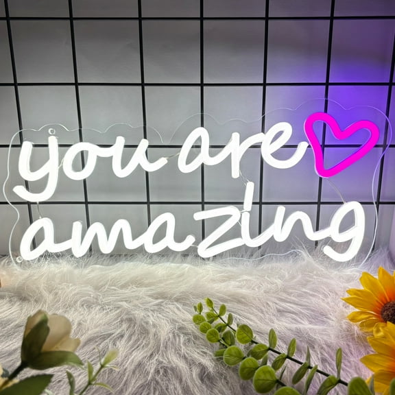 You Are Amazing Neon Sign for Wall Decor, Led Signs for Home Decor, Dimmable Neon Light Sign for Bedroom, Game Room, Living Room, Bar Decoration, USB Powered Light Up Signs for Man Cave