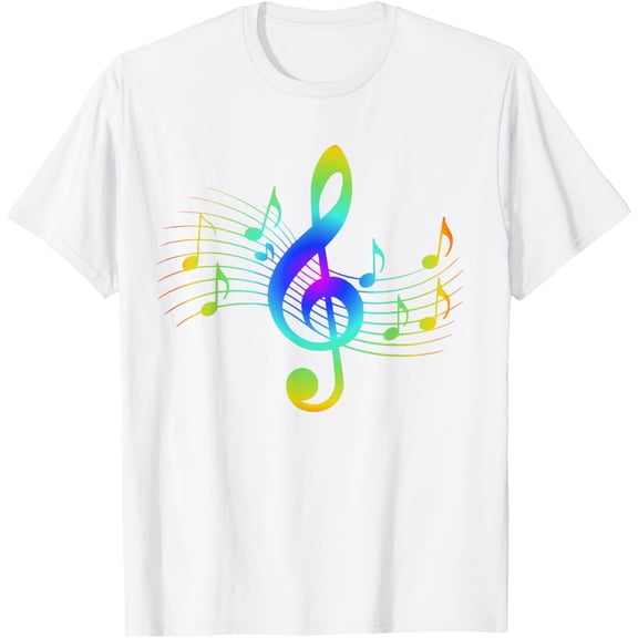 Exquisite and comfortable-Colourful Treble Clef and Musical Notes Design for Music Love T-Shirt