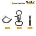 thumbnail image 3 of Uxcell 4 Pack Swivel Snap Hook, 20mm(3/4") Trigger Snap with D Ring Heavy Duty Metal Lobster Claw Clasp Lanyard Clips for Straps Bags Belting Leathercraft, Gun Black, 3 of 6