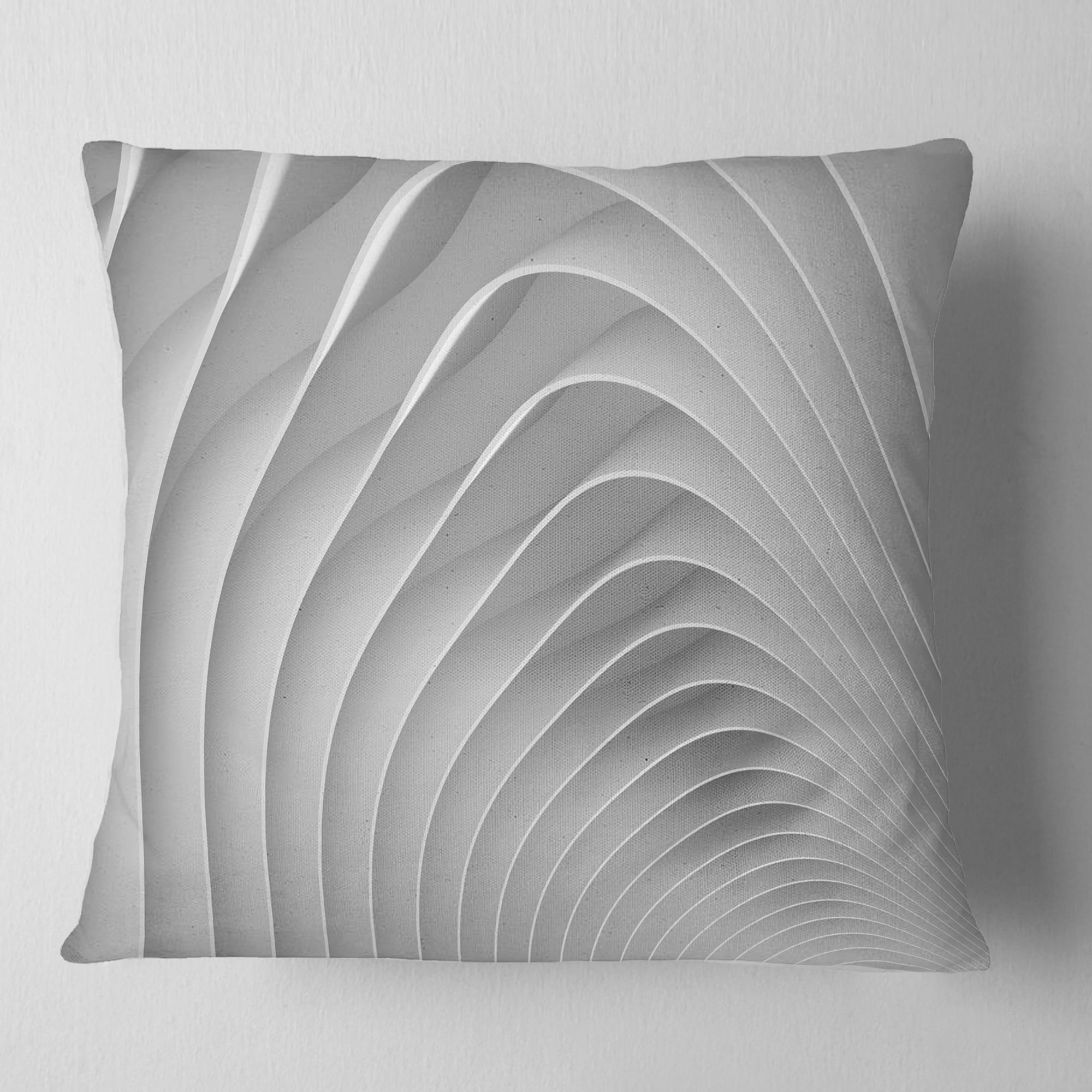 Designart Fractal Bulgy White 3D Waves - Contemporary Throw Pillow - 18x18