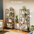 thumbnail image 2 of 4 Tiers Industrial Bookcase and Bookshelf, Metal Wood 11 Display Shelves, Large Book Shelf for Living Room, Storage Shelf Organizer, Book Case in Brown, 2 of 10