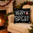 thumbnail image 2 of Christmas Black Pillow Covers 18x18in Square Pillow Cases Winter Holiday Home Decor for Sofa Couch, 2 of 6