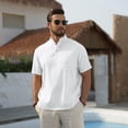 thumbnail image 4 of Fexilor Men's Short Sleeve Button Henley Shirts, Stand Collar Casual and Dress Tops with Pocket, 4 of 8