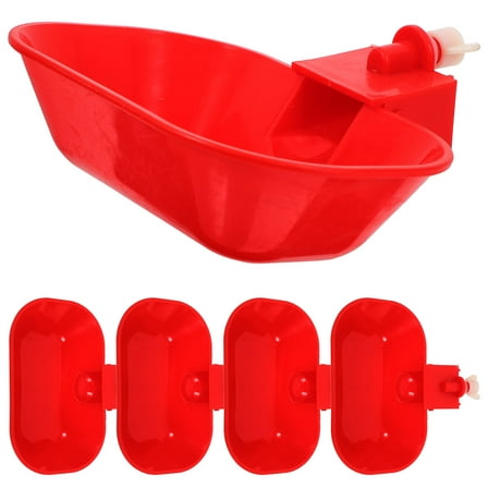 ELAYARD Set of 5 Red Leakproof Poultry Waterer Bowls for Chickens, Outdoor Farming Watering Feeder