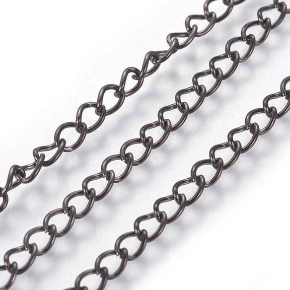 10ms Iron Twisted Chains Unwelded Gunmetal 5x3.5x0.8mm