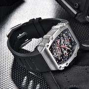 PAGANI DESIGN Men's Quartz Watches Chronograph Tonneau Stainless Steel Sports Wrist Watches for Men Synthetic Sapphire Dial Glass