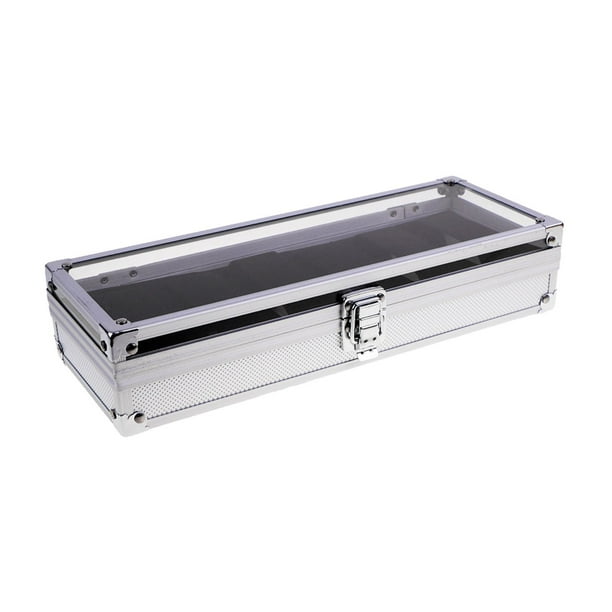 Caja organizadora para reloj, estuche de exposición para joyería, 6 ranuras, lujosa, multifuncional, para niñas y mujeres, tapa transparente, elegante Yinane Almacenamiento de relojes